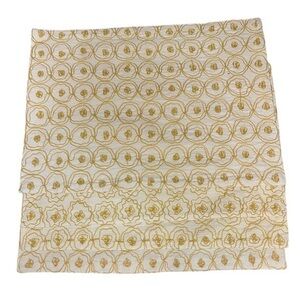POTTERY BARN? Set of 8 Embroidered Cotton Placemats, natural & yellow/gold